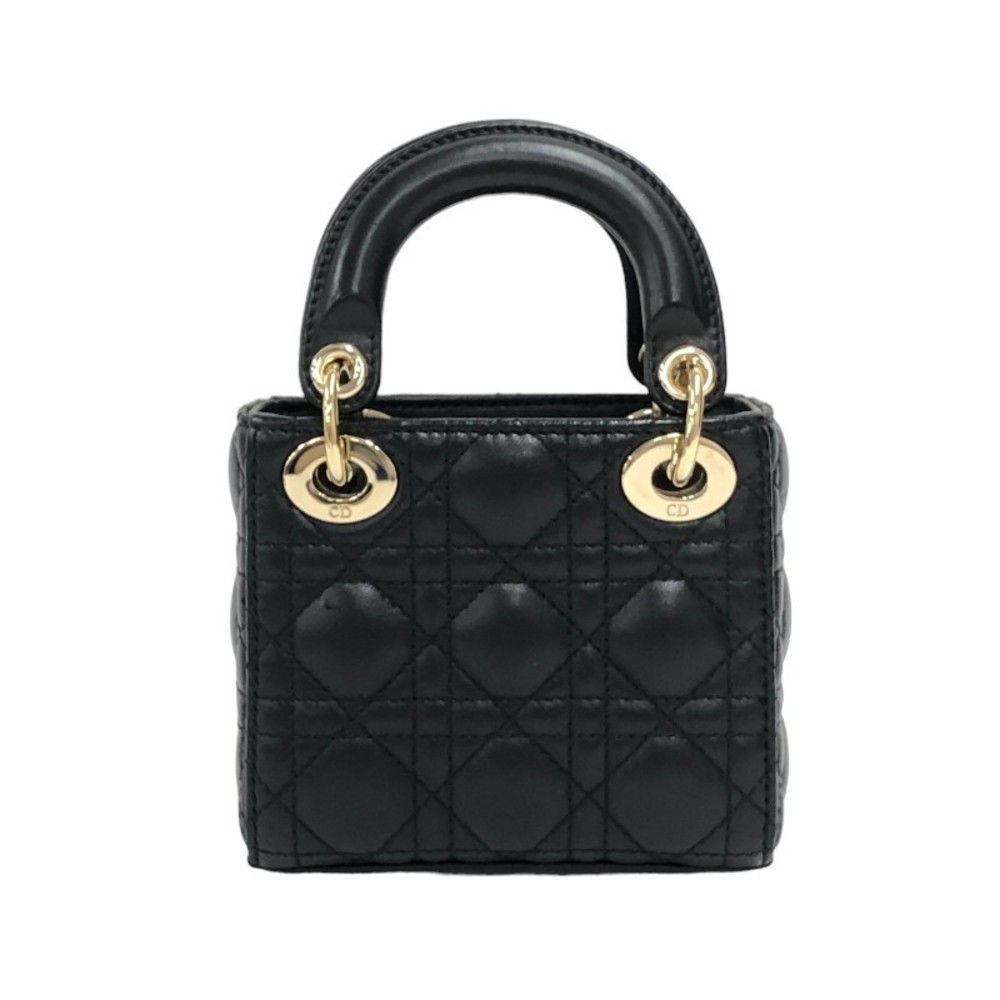 Christian Dior Lady Dior Micro Lambskin Shoulder Bag Black - Picture 2 of 16